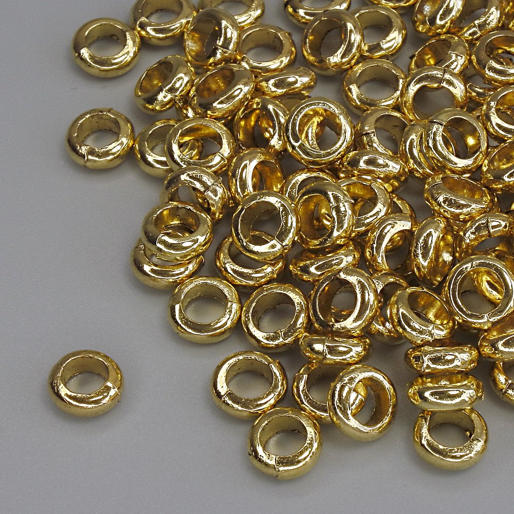 Bead insert findings, gold-tone metal color, diameter 6x2.5 mm, hole diameter approx 3.5 mm, packaging 20 g (~93 pcs)