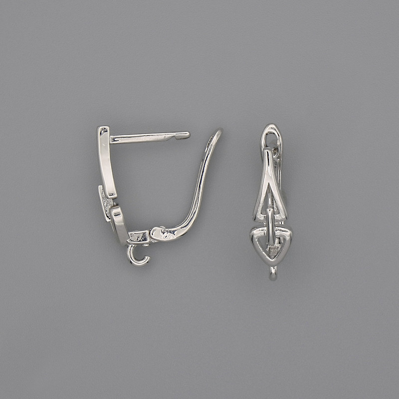 Earring hooks, silver-colored metal, 20x6mm - pair