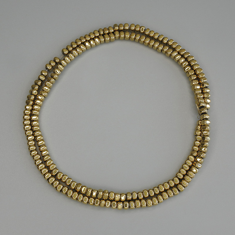 Hematite Beads Gold Color, Square Rondel 3x2mm +/- on Beading Wire, Length 40 cm+