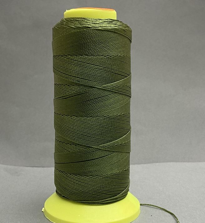 Olive Green Nylon Thread Spool, 0.9 mm diameter, for Crafting, 300 m