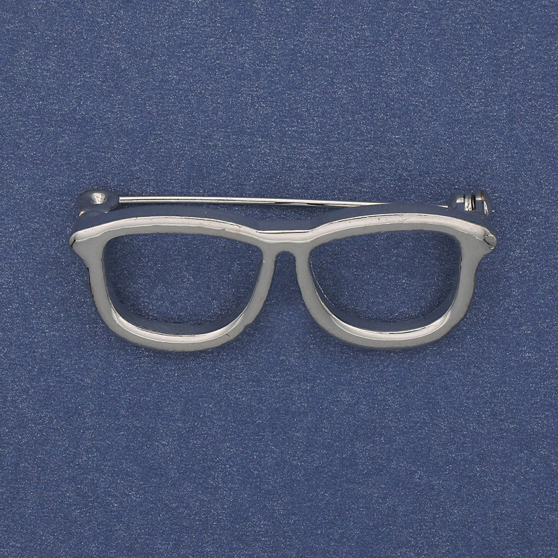 Brooch 'Glasses' silver-colored metal 40x16mm+