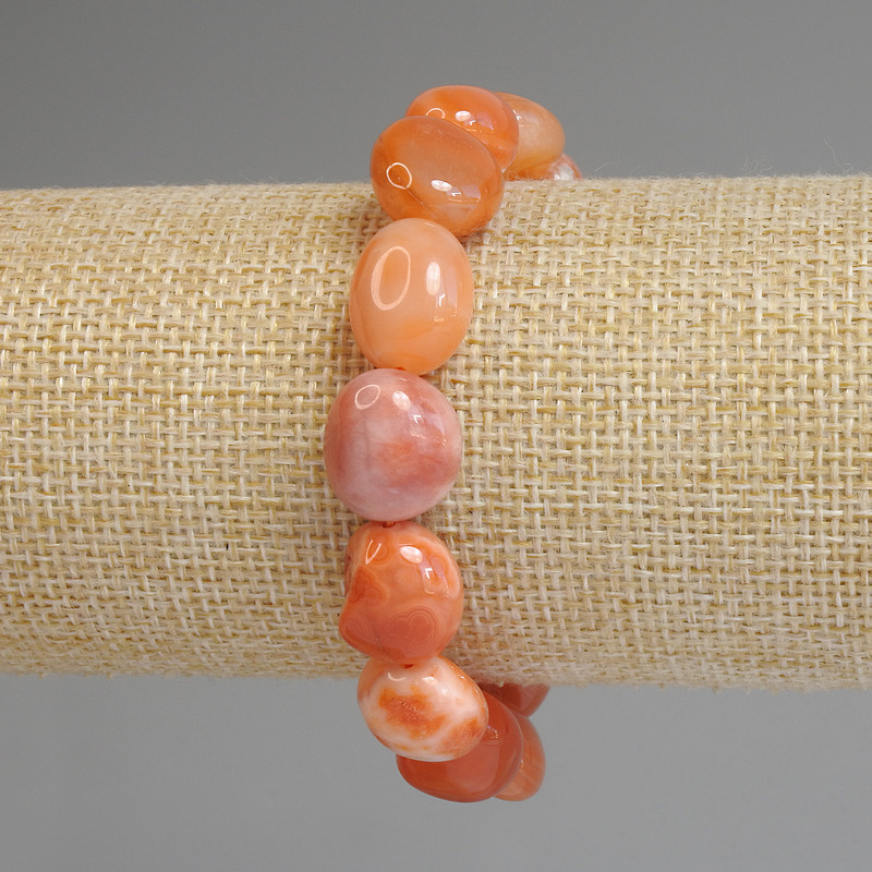 Carnelian bracelet with faceted beads, diameter 11-14×11-12 mm, length 18 cm, stretchy