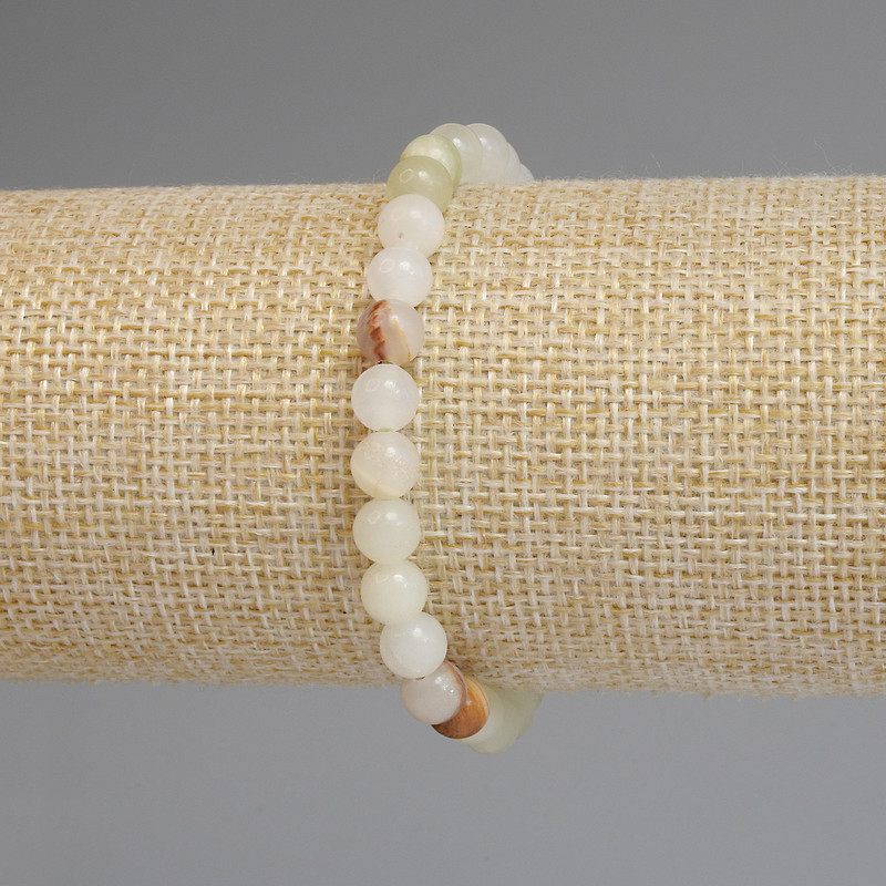 Onyx Bracelet with Smooth 6mm Beads, 18 cm, Stretch