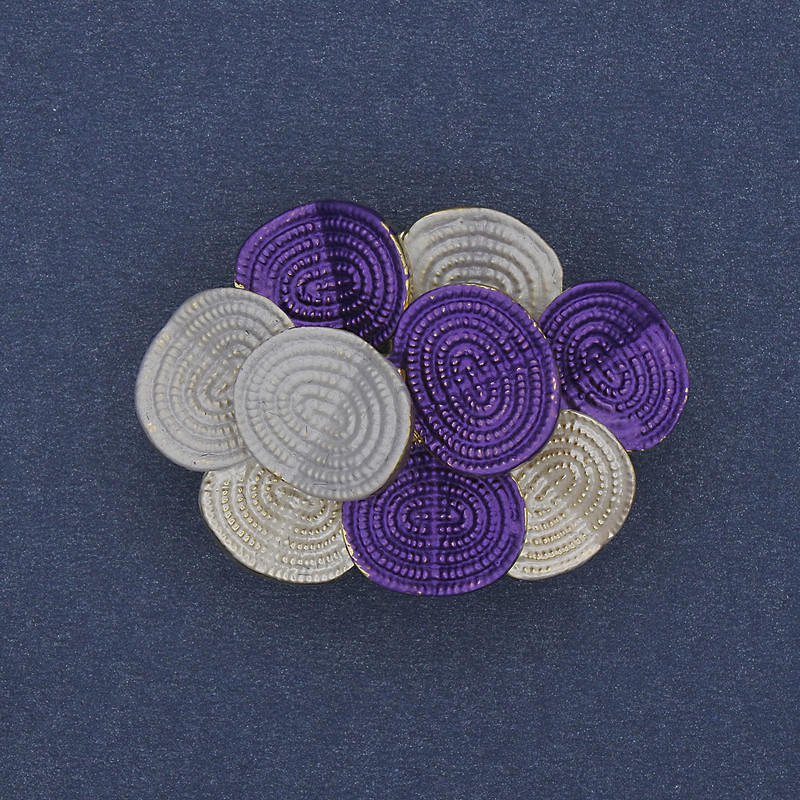 Accent brooch pendant 36×26mm - colored enamel, gold-tone metal