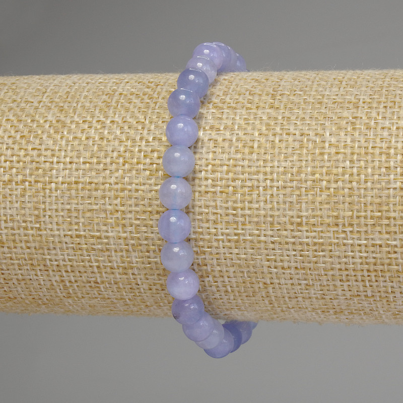 Aquamarine Bracelet with Smooth Beads, 6 mm Diameter, 18 cm Stretch