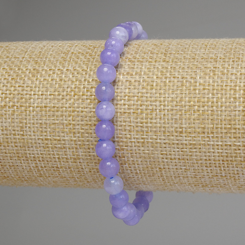 Aquamarine bracelet with smooth beads, 6 mm diameter, 18 cm length, stretch