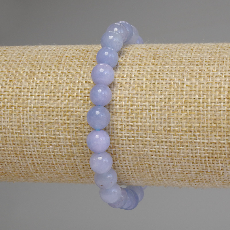 Aquamarine Bracelet with Smooth Beads, 8mm Diameter, 18cm Length, Stretch