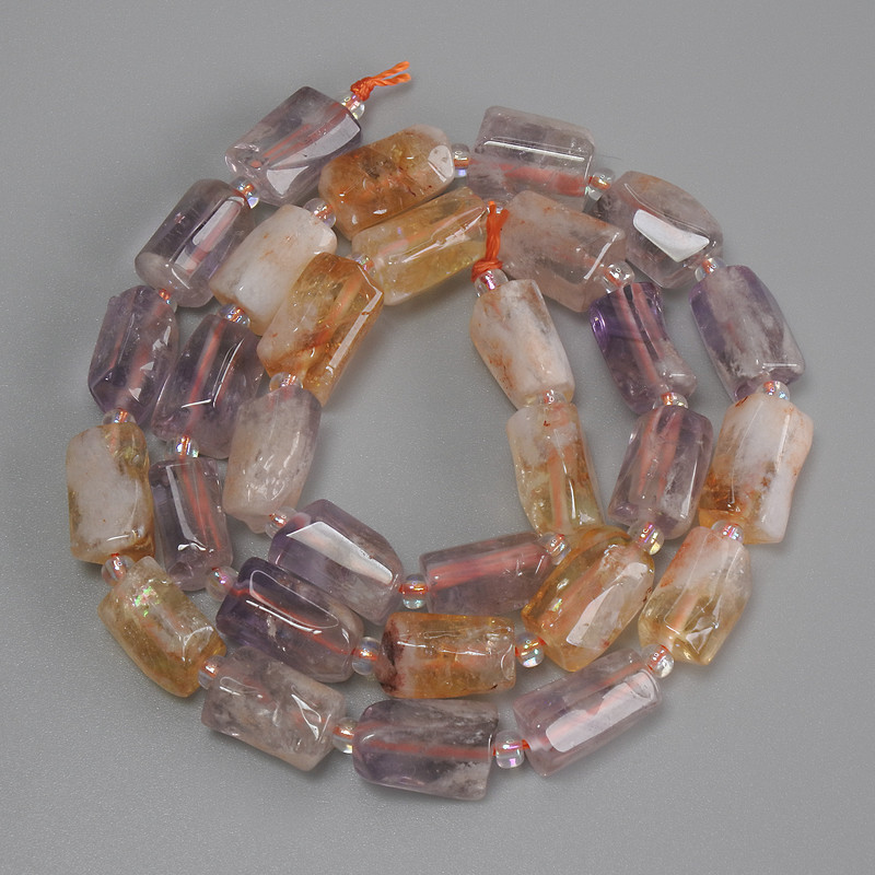 Amethyst Faceted Beads, diameter 11-12×6-8 mm ±, seed beads 3 mm ±, length 40 cm ±, on thread