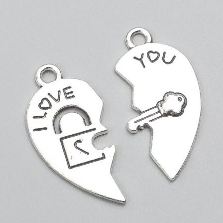 Фурнітура підвіска Серце р. полов. 30х15 мм фасування 10 половинок+-. 20грам