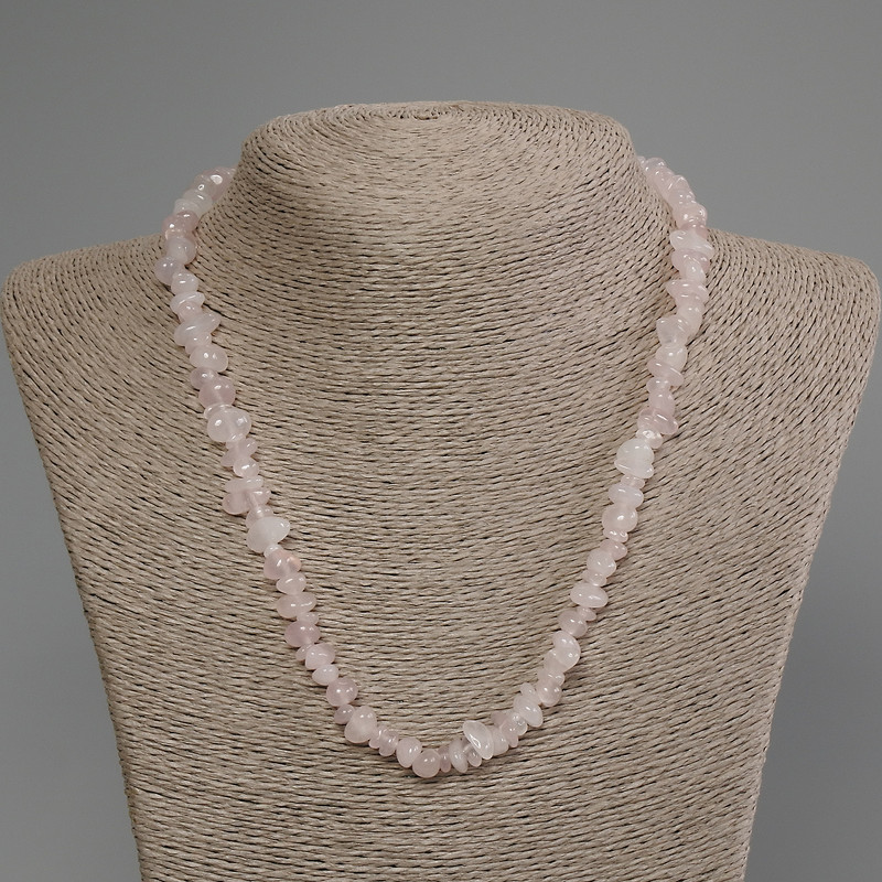 Pink Quartz Chips Necklace, chip size 8-10×3-6 mm, length 50 cm ± with clasp