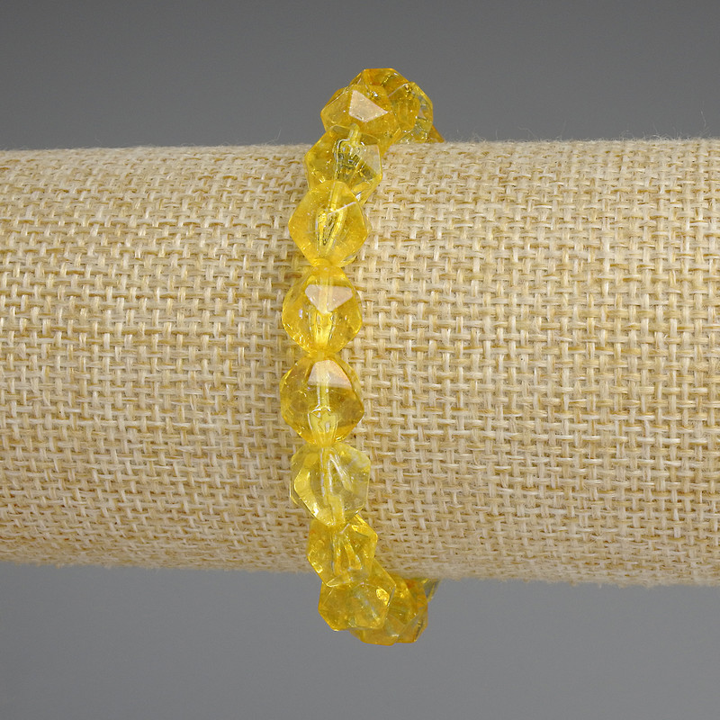 Citrine bracelet, faceted beads, 9x8 mm, 18 cm stretch