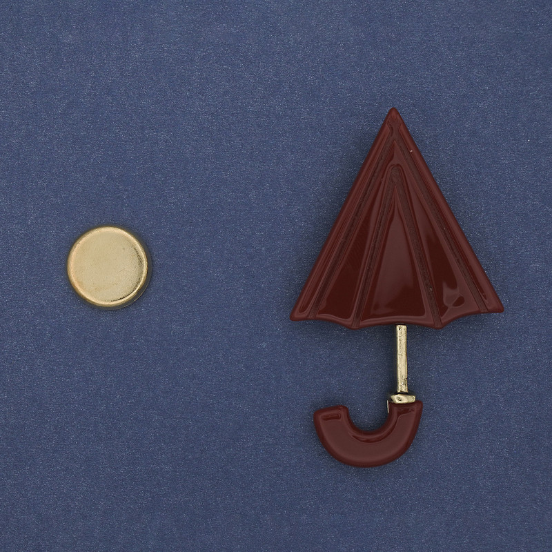 Magnetic Brooch 'Umbrella', Acrylic, 63x36 mm, Gold-tone metal