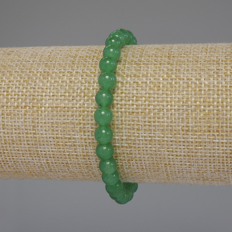 Jade bracelet with smooth beads, 6 mm diameter, 18 cm length, stretch