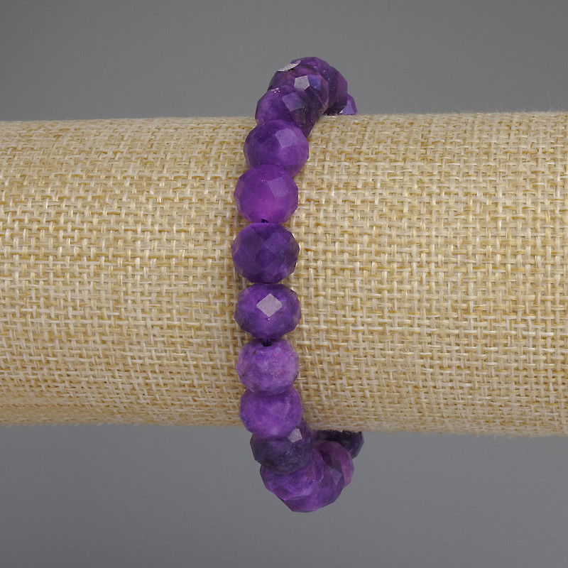 Sugilite faceted rondelle bracelet, 10x8 mm, length 18 cm +/- stretch