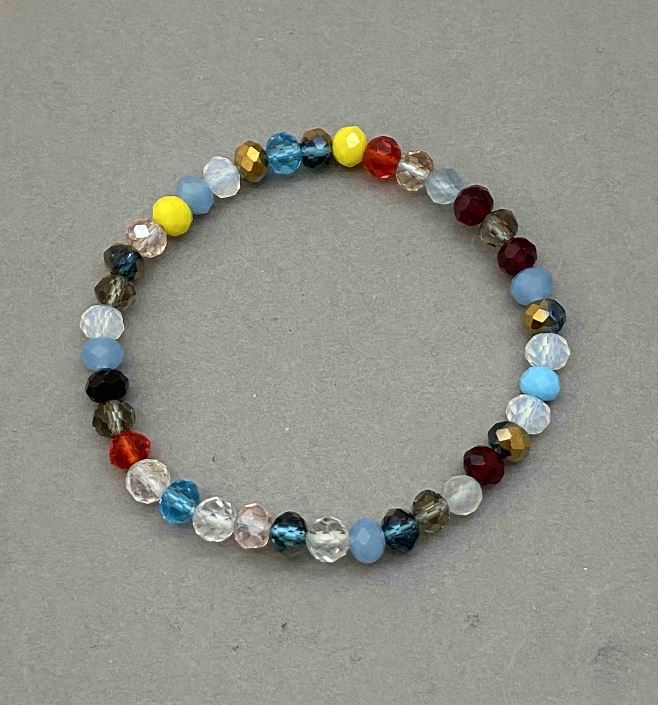 Bracelet Czech crystal Assortment faceted rondelle, diameter 6×5 mm, length 18 cm, stretch