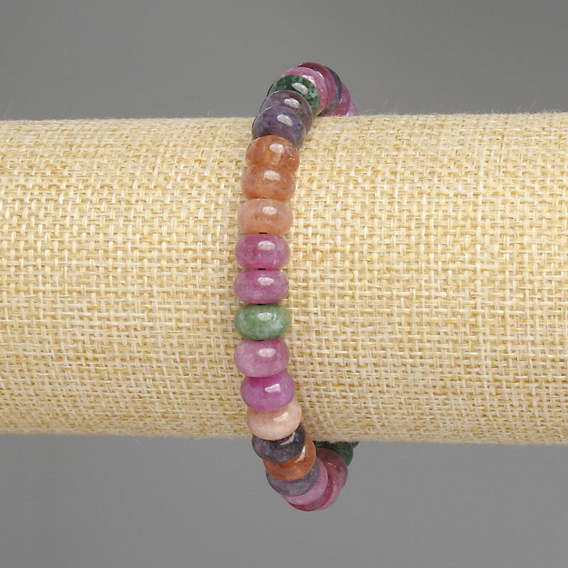 Tourmaline Rondelle Bracelet, diameter 8.5×5 mm, length 18 cm, stretch