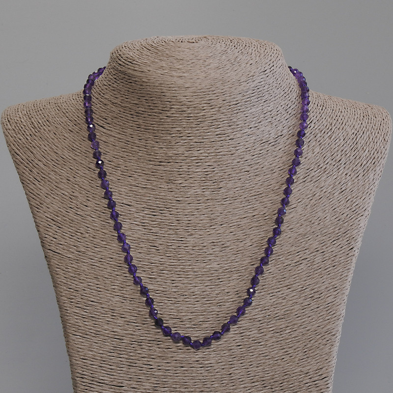 Amethyst Bead Necklace, Faceted Bead, 4 mm diameter, 50 mm length, with clasp
