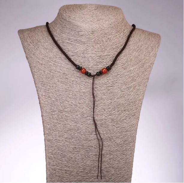 Carnelian bead jewelry cord, 65 cm long