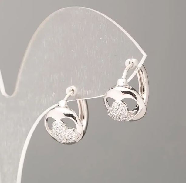 Xuping Earrings with White Crystals, 11mm Rhodium