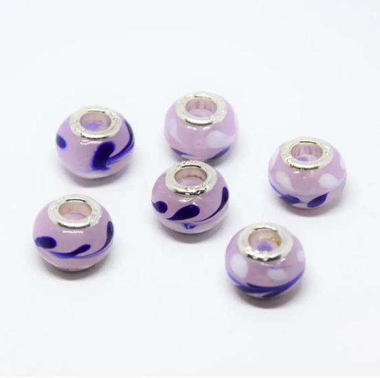 Pandora plastic bead, diameter 14×11 mm, diameter 4.5 mm, pack of 6