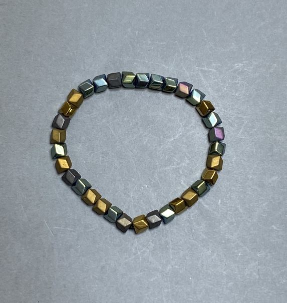 Hematite Wave Bracelet, 6×6 mm diameter, 18 cm length (stretch)