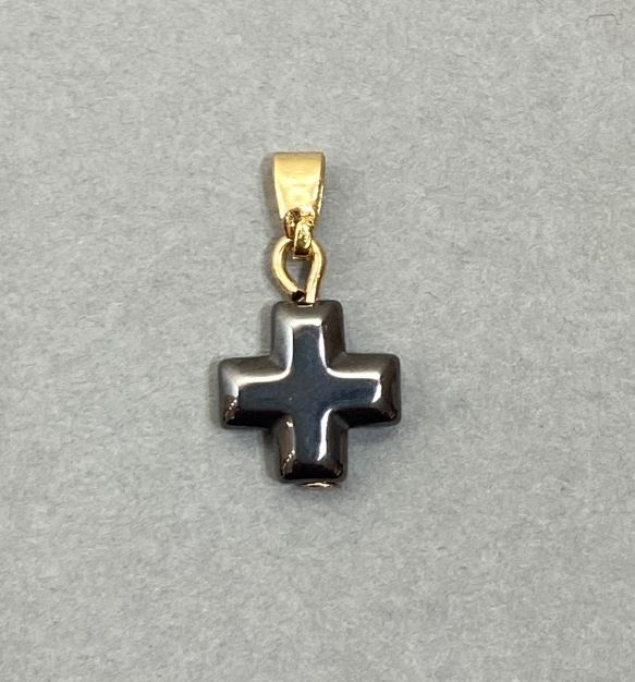Hematite Cross Pendant 19×12 mm