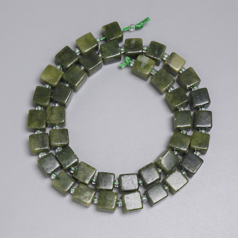Jadeite Cube Beads 8x8mm on Thread