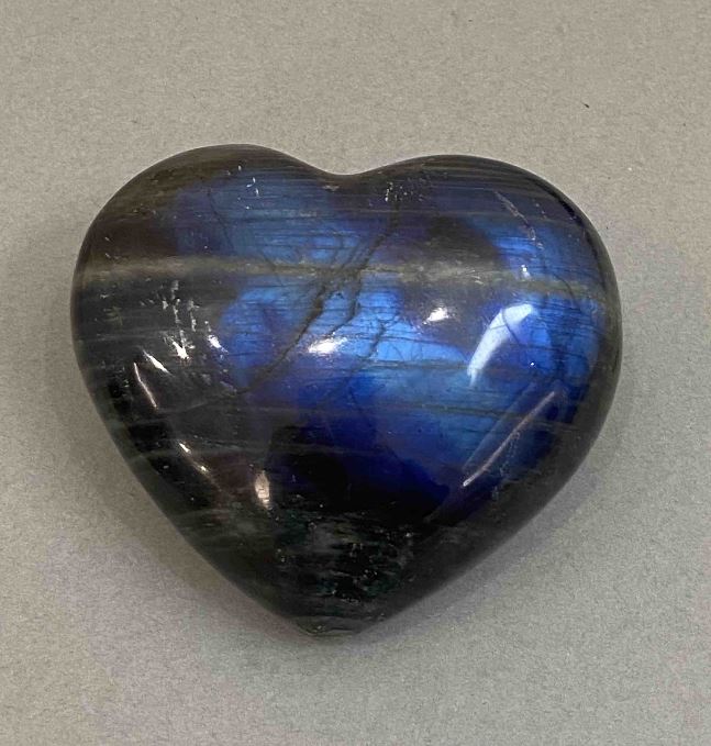 Heart-shaped Labradorite souvenir stone, 63×54×30 mm, weight from 145 g