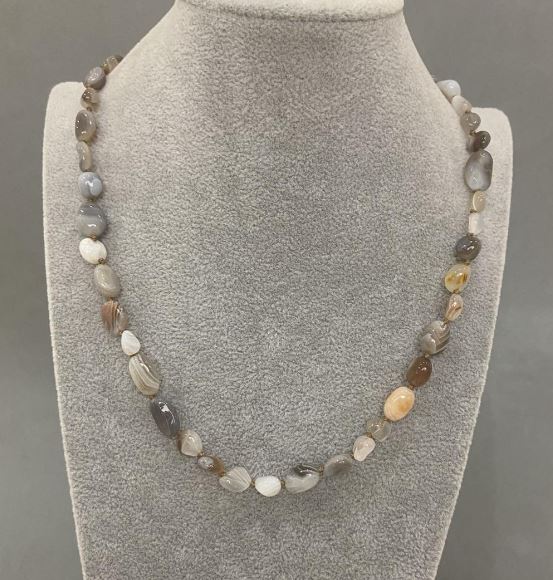 Botswana Agate Necklace - Faceted Beads, 7-14x6-8, 5 mm, +/- length 45 cm, with clasp