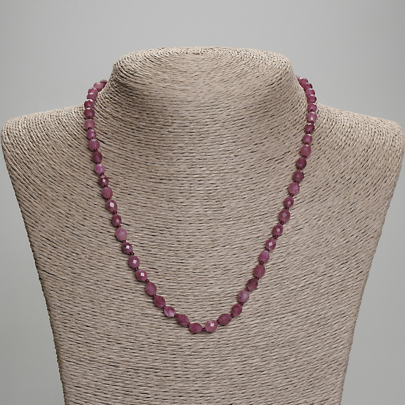 Faceted tourmaline bead necklace, bead diameter 6×5 mm, length approx. 45 mm with clasp