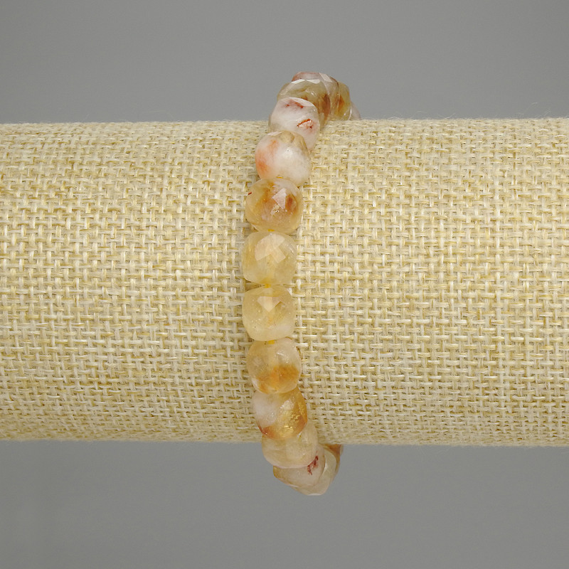 Bracelet with faceted citrine cube 8×8 mm, length 18 cm +