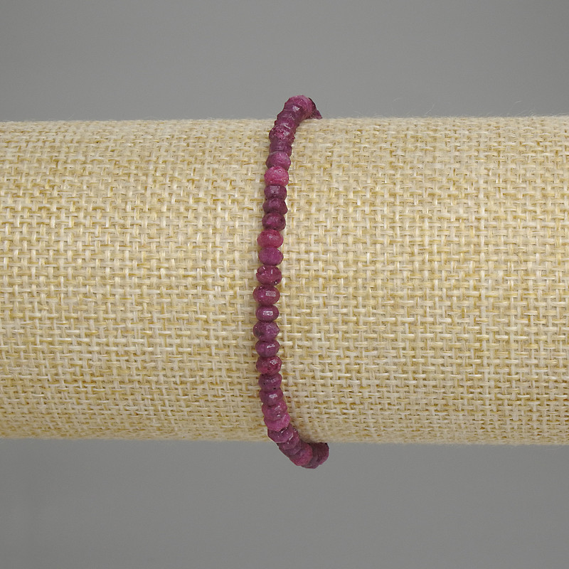 Faceted Ruby Rondelle Bracelet 4x3mm, 18 cm length