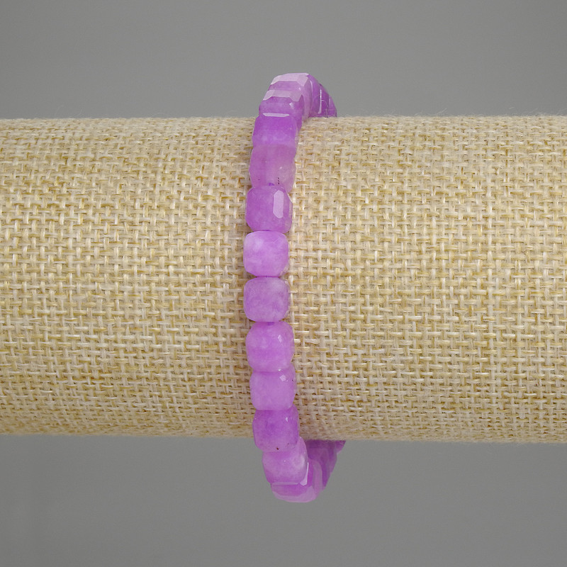 Bracelet with Lavender Amethyst Faceted Cubes 6.5 mm, 18 cm length