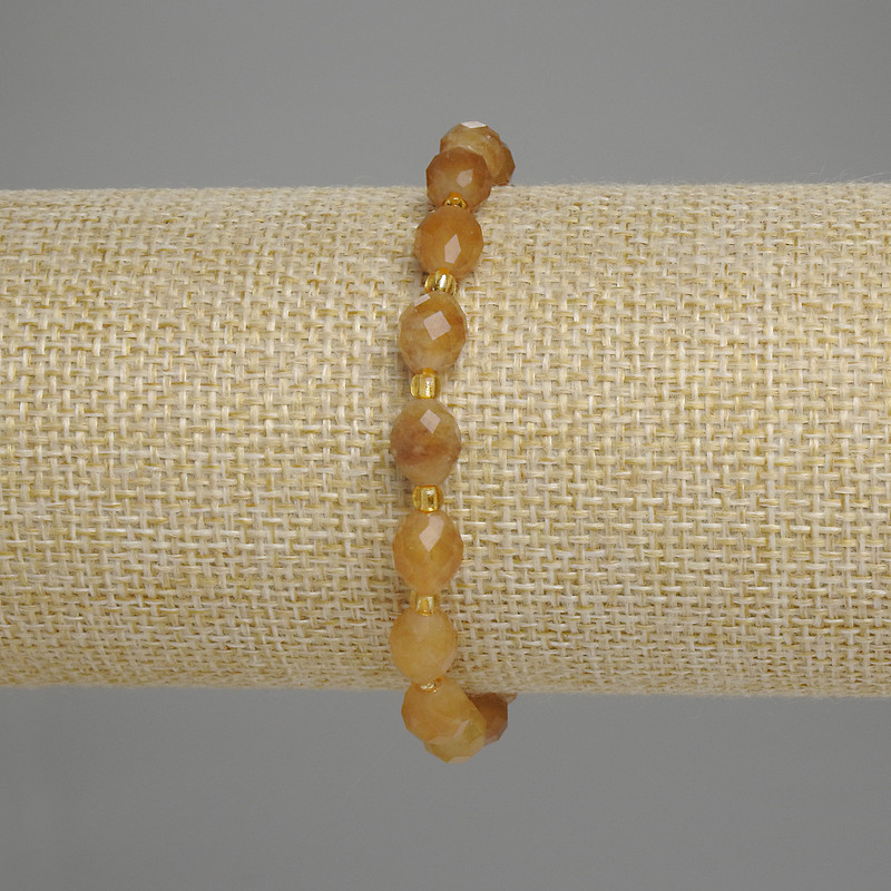 Citrine bracelet with faceted beads 8×6 mm + seed beads 3 mm, length 18 cm
