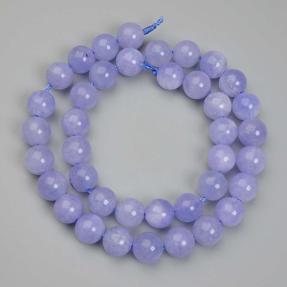 Aquamarine Beads, Smooth Round Spheres, 10 mm Diameter, 38 cm Length on Thread