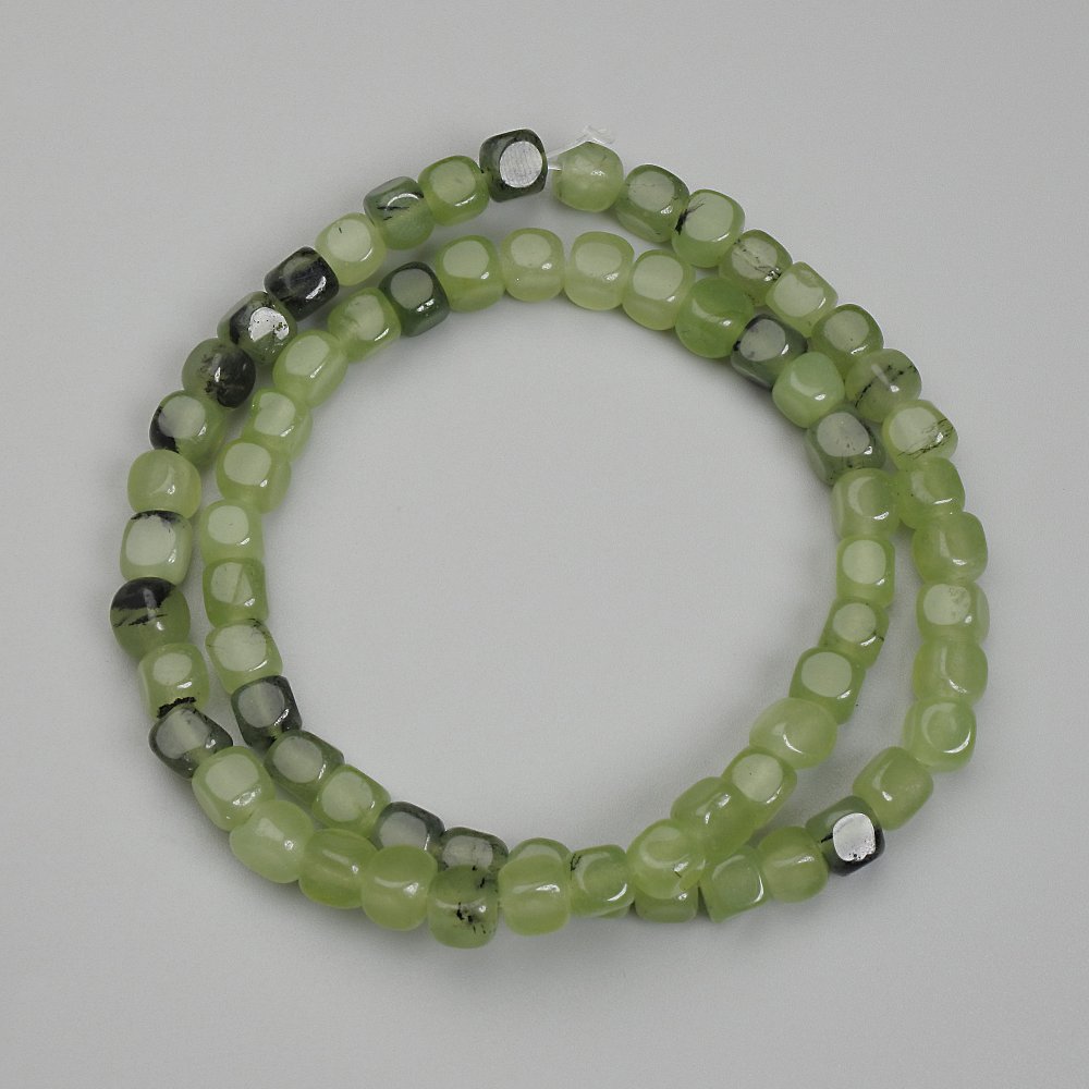 Jadeite Cube Beads, 5 mm diameter, 38 cm length, on thread