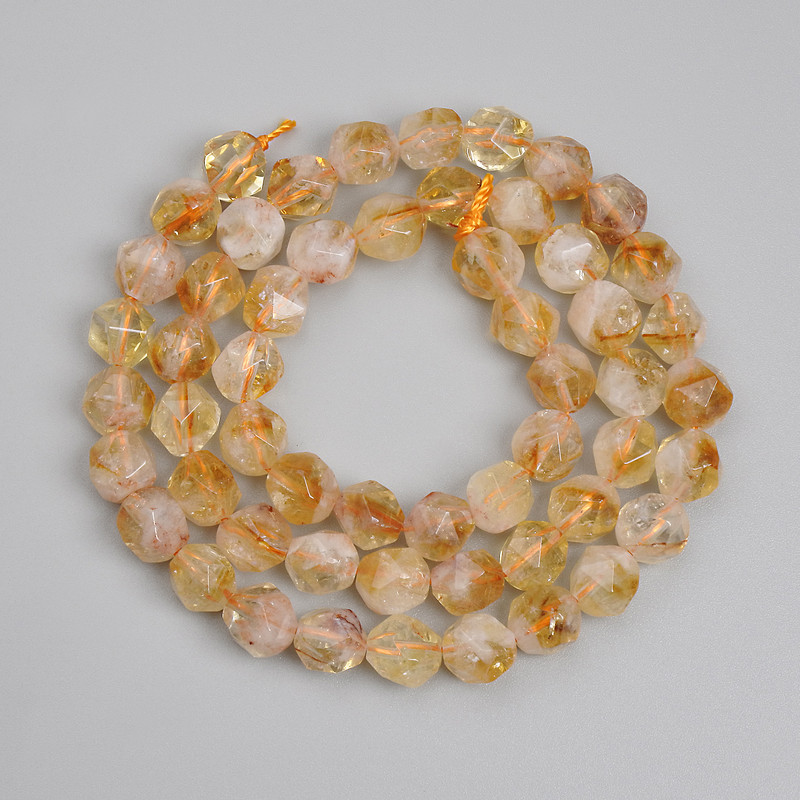 Citrine Beads, Faceted 7×6mm, length 37 cm on thread