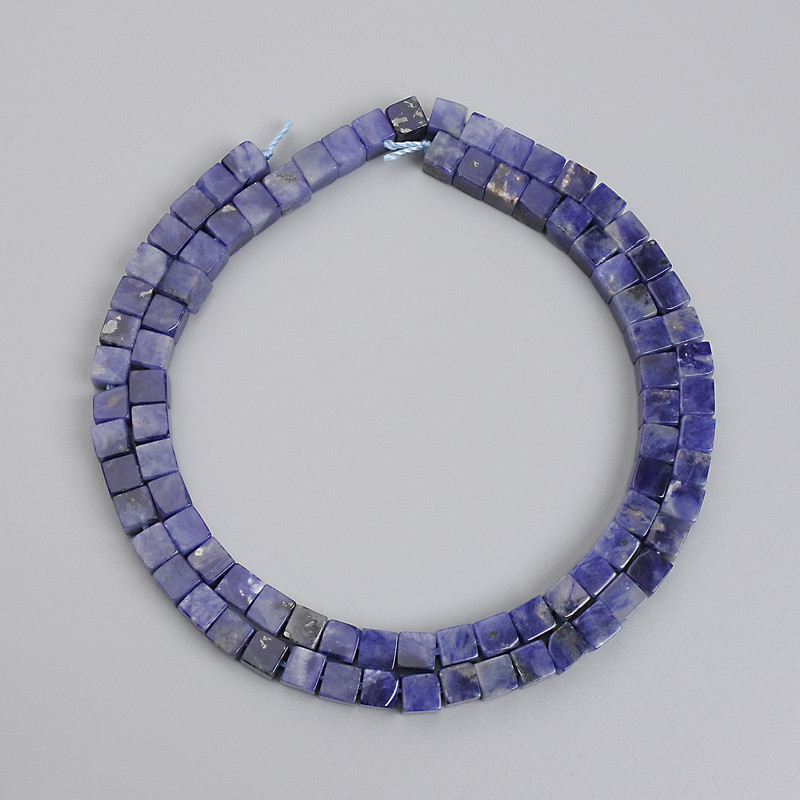 Sodalite Cube Beads, 4.5x4.5 mm, on a thread, 39 cm+