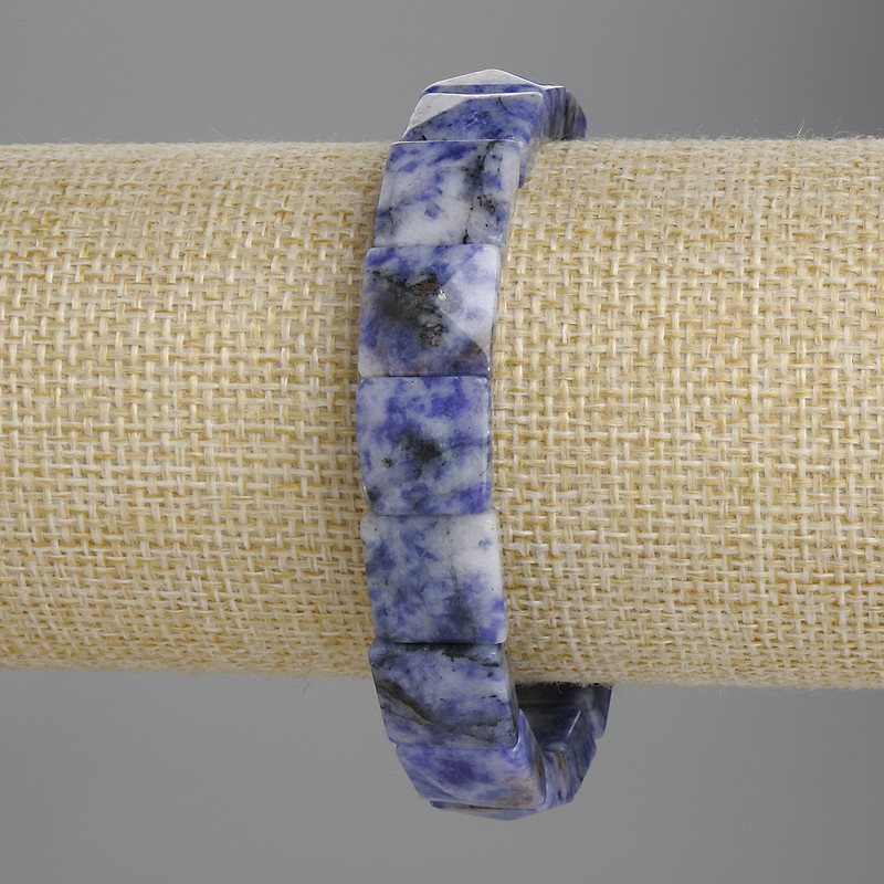 Sodalite bracelet with faceted links, 12×12 mm, length 18 cm, stretch