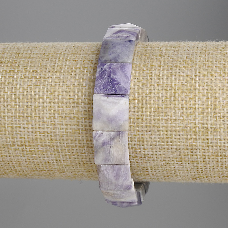 Charoite bracelet with faceted links 12x12 mm, length 18 cm ± stretch