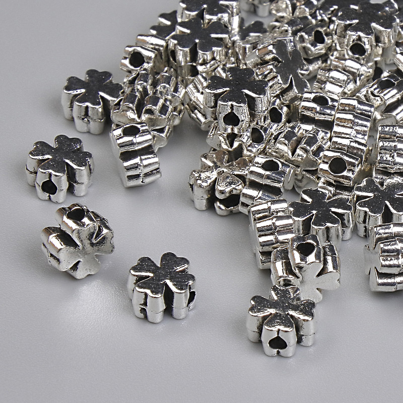 Cross-shaped Bead Insert Findings, Silver-Tone, 5.5×3 mm, Hole Ø ~1.5 mm, Packaging 20 g ~115 pcs +