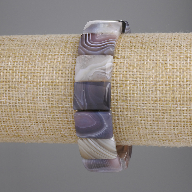 Botswana Agate Bracelet with Rectangular Link