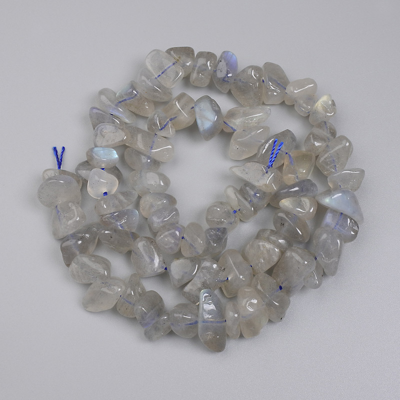 Labradorite chip beads 10-13x3-5 mm, 5 mm+ on thread, 39 cm long