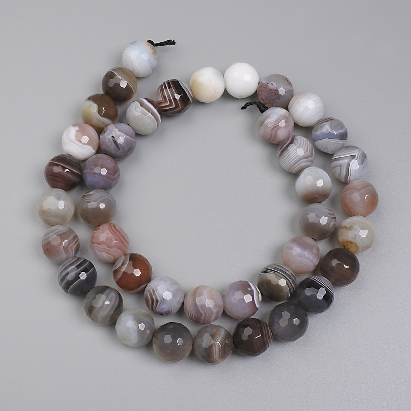 Botswana Agate Faceted Beads, 10mm Diameter, on a String, 39 cm Length+