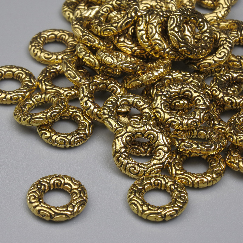 Gold-tone bead insert findings, 8.5×2 mm with 3.5 mm hole, packaging 20 g (~50 pcs)