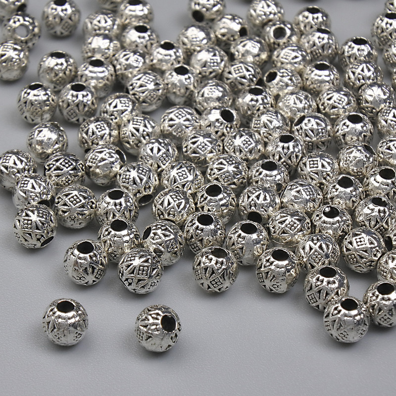 Cross-shaped Bead Insert - Silver, 4 mm Diameter, Hole Diameter ~1.5 mm, Packaging 20 g (~105 pcs)