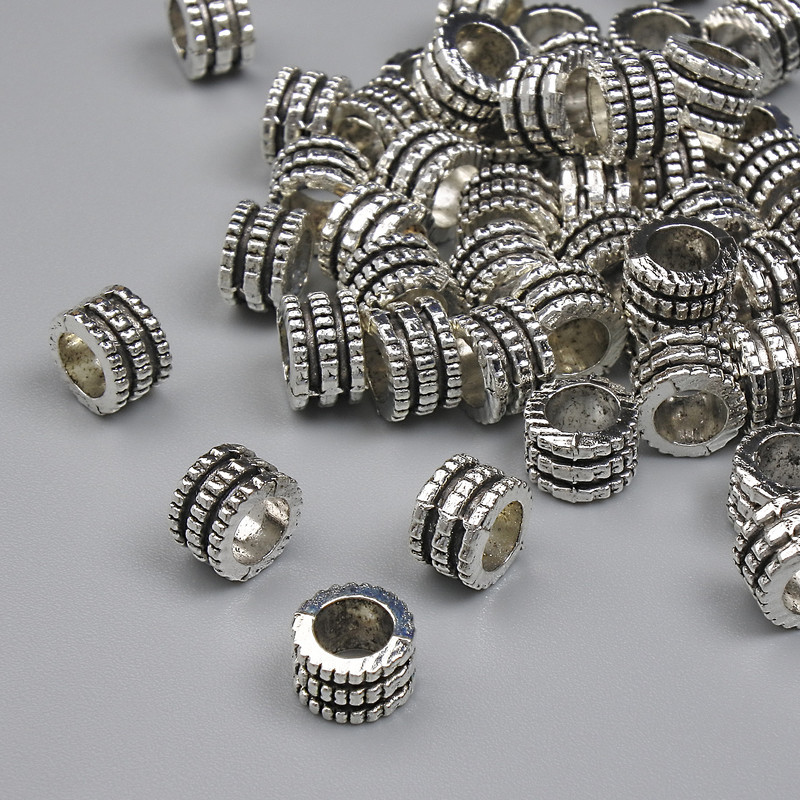 Bead insert, silver metal color, 6x4 mm, hole diameter ± 3.8 mm, packaging approx. 32 pcs