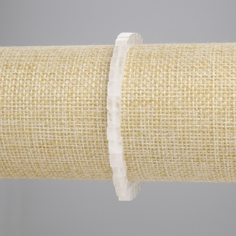 Bracelet with rock crystal cubes 4.5×4.5 mm, length 18 cm, on an elastic stretch cord