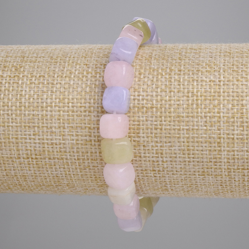 Morganite Cube Bracelet 8mm Stretch