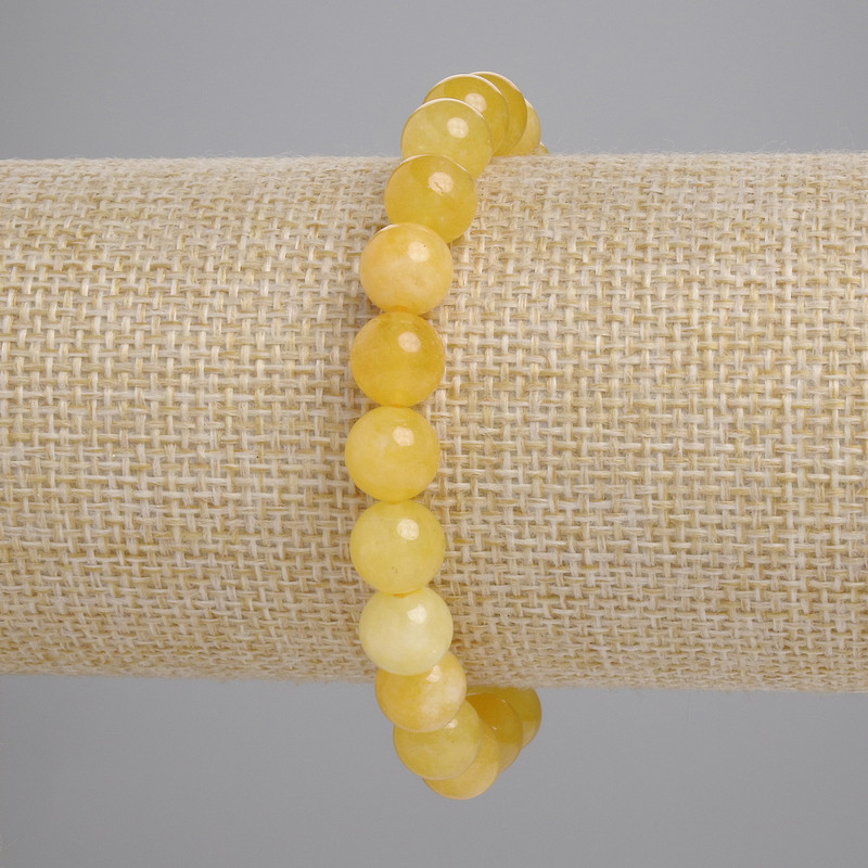 Citrine bracelet, natural stone, smooth beads, 8.5 mm diameter, 18 cm length (stretch)